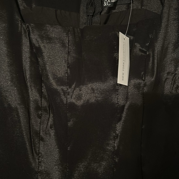 NWT Sz XL New York & Co lined black taffeta corset midi dress with seaming. - Picture 9 of 9